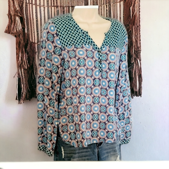 Bohemian Hippie longsleeve flowy blouse size medium - Picture 3 of 11